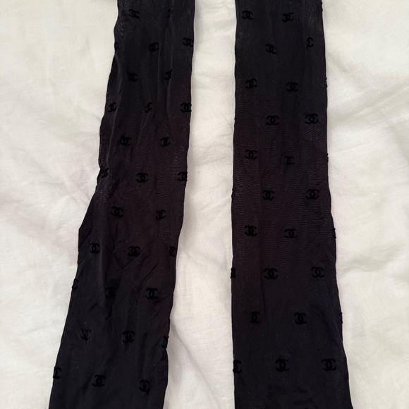 CC Logo Patterned Black Tights - Picture 4 of 7